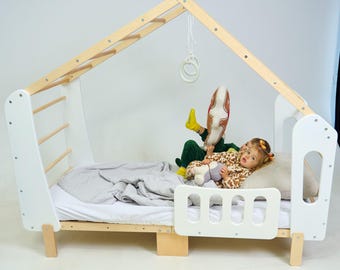 Lettino per bambini, lettino da palestra per interni, lettino da pavimento Montessori, palestra nella giungla, casetta da gioco per interni, letto Montessori, lettino per bambini