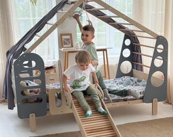 Montessori floor bed, Jungle Gym, Toddler Bed, Indoor Gym Bed, Indoor Playhouse, Montessori Bed