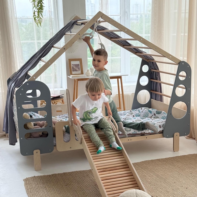 Montessori floor bed, Jungle Gym, Toddler Bed, Indoor Gym Bed, Indoor Playhouse, Montessori Bed image 1