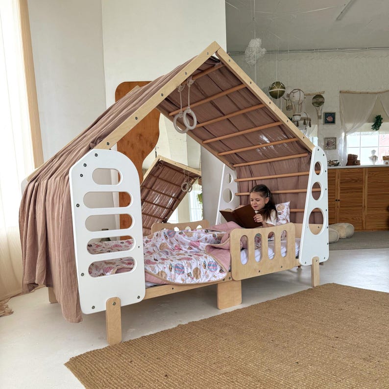Toddler Bed, Indoor Gym Bed, Montessori floor bed, Jungle Gym, Indoor Playhouse, Montessori Bed, Kids Spot bed image 9