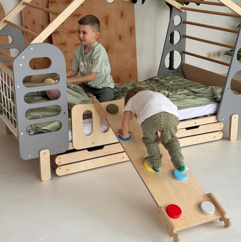 Toddler Bed, Indoor Gym Bed, Montessori floor bed, Jungle Gym, Indoor Playhouse, Montessori Bed, Kids Spot bed image 8