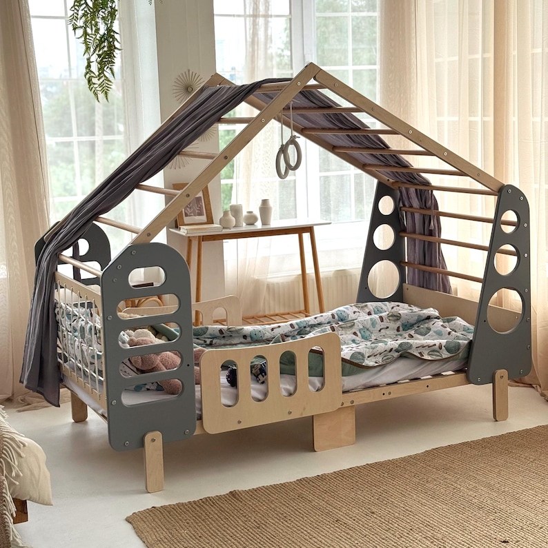 Montessori floor bed, Jungle Gym, Toddler Bed, Indoor Gym Bed, Indoor Playhouse, Montessori Bed image 4