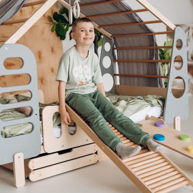 Toddler Bed, Indoor Gym Bed, Montessori floor bed, Jungle Gym, Indoor Playhouse, Montessori Bed, Kids Spot bed image 4