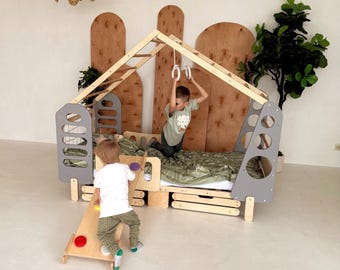 Toddler Bed, Indoor Gym Bed, Montessori floor bed, Jungle Gym, Indoor Playhouse, Montessori Bed, Kids Spot bed