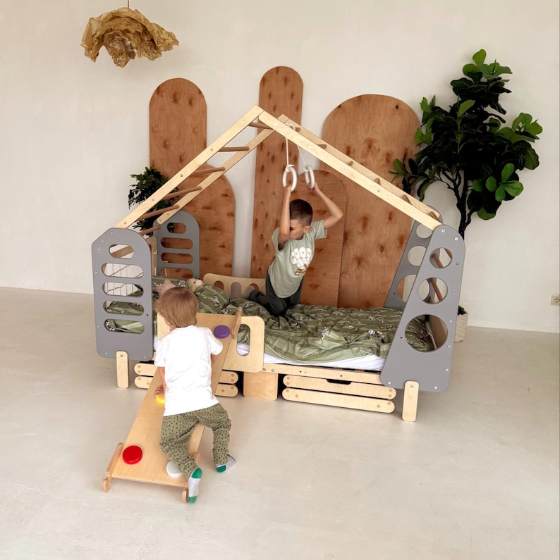 Toddler Bed, Indoor Gym Bed, Montessori floor bed, Jungle Gym, Indoor Playhouse, Montessori Bed, Kids Spot bed EU 160x80cm+Drawers