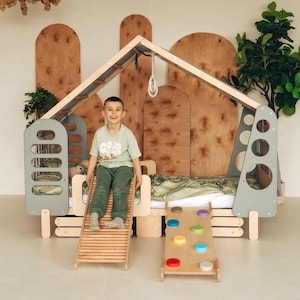 Toddler Bed, Indoor Gym Bed, Montessori floor bed, Jungle Gym, Indoor Playhouse, Montessori Bed, Kids Spot bed image 3