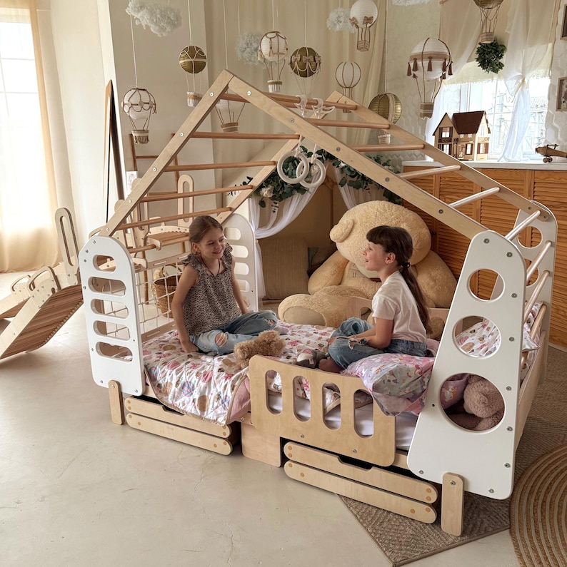 Toddler Bed, Indoor Gym Bed, Montessori floor bed, Jungle Gym, Indoor Playhouse, Montessori Bed, Kids Spot bed image 10
