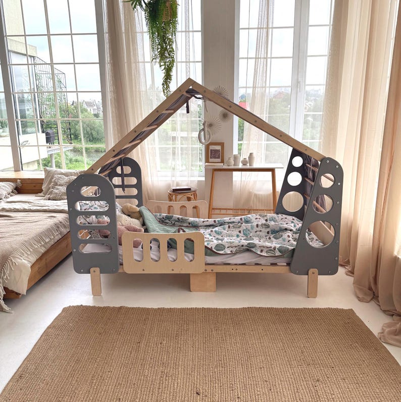 Montessori floor bed, Jungle Gym, Toddler Bed, Indoor Gym Bed, Indoor Playhouse, Montessori Bed image 3