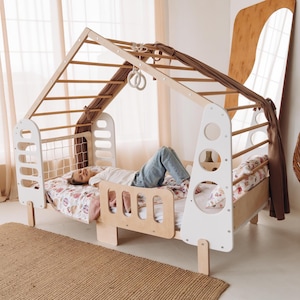 Kids bed, Indoor Playhouse, Montessori floor bed, Jungle Gym, Toddler Bed, Indoor Gym Bed, Montessori Bed