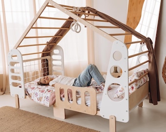 Kids bed, Indoor Playhouse, Montessori floor bed, Jungle Gym, Toddler Bed, Indoor Gym Bed, Montessori Bed