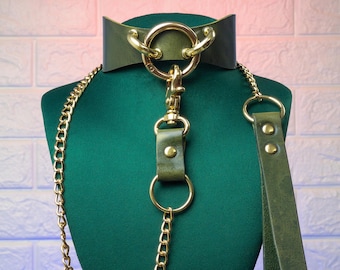 Bondage Set Wave Choker with Ring and Leash