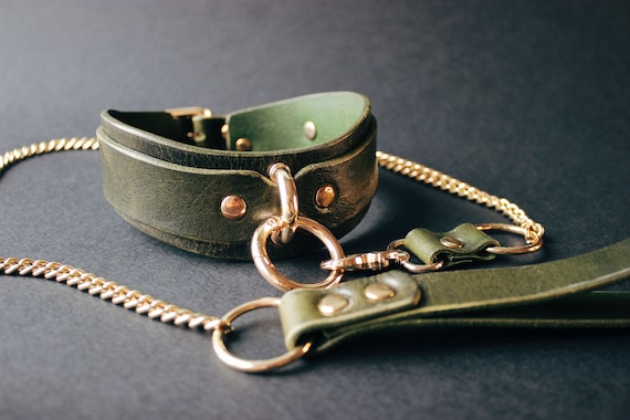 Bondage Set Leather Choker with Leash