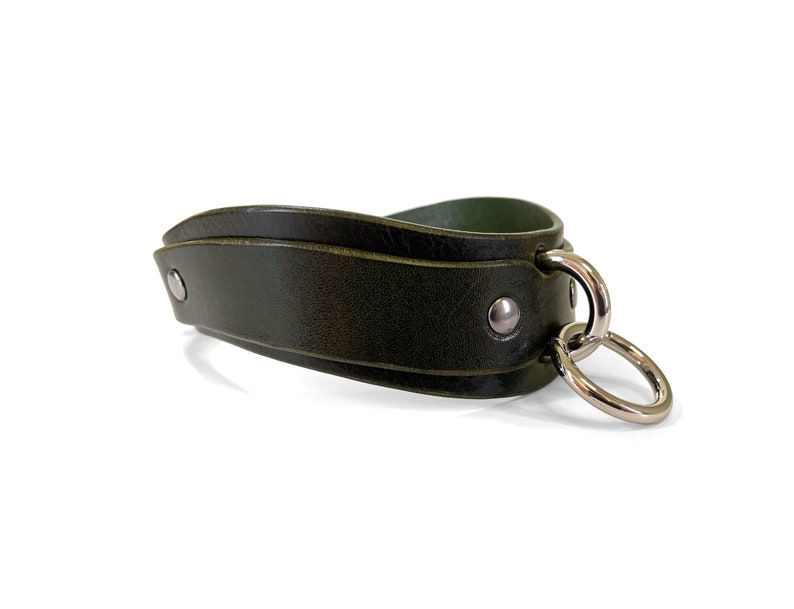 Green BDSM Leather Collar and Leash With Chain Leash for Women ...