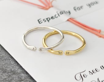 Personalized Initial Ring • Custom Letter Ring • Personalized Stacking Ring • Gift For Her • Christmas Gifts