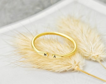 Dainty Initial Ring • Custom Two Letter Ring • Double Initial Ring • Gift For Her • Initial Stacking Ring