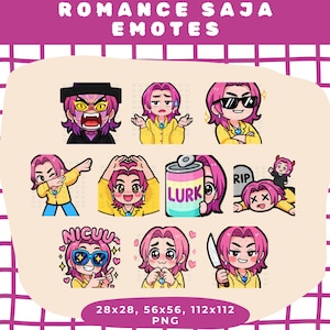 Romance Saja Emote, Twitch Saja Boys Emotes, Chibi Romance Saja Emotes, Kpop Hunters PNG Emotes for Streamers