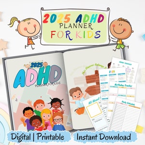 2025 ADHD Planner for Kids, Kids Planner, ADHD Digital Planner for Kids, Kids Printable Planner, Kids Journal, Kids Playbook