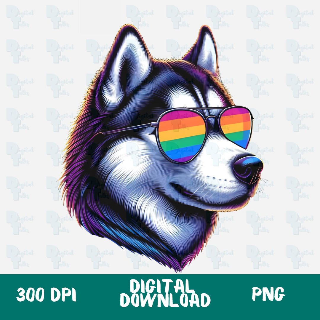 Pride Husky PNG, Rainbow Sunglasses Husky Png, Pride Png, LGBTQ Png ...