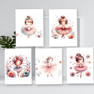Ballerina Printable Wall Art in Watercolor - Nursery Decor for baby and toddler girl&#39;s room