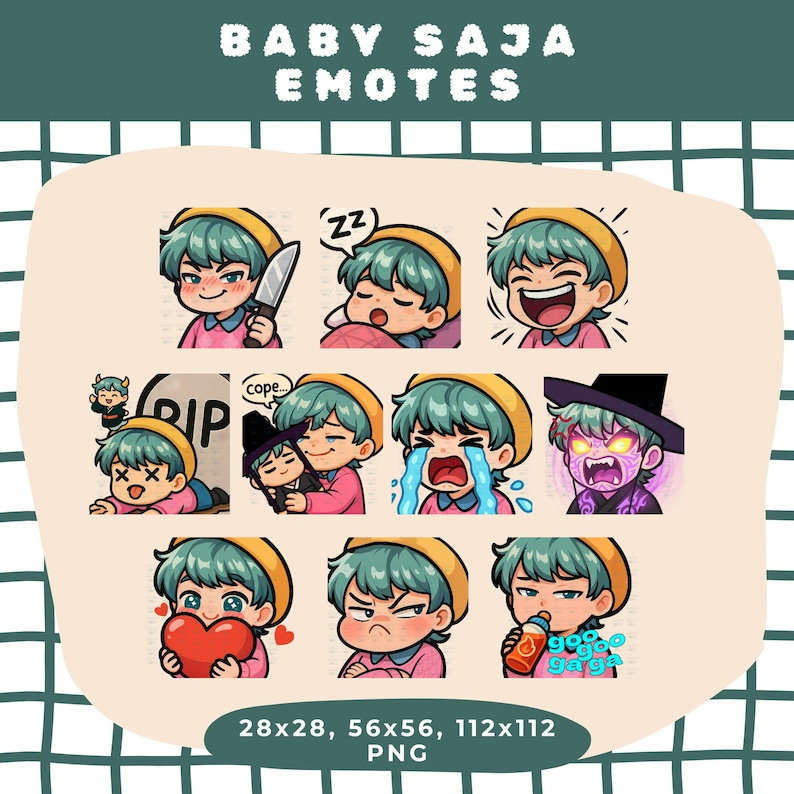Baby Saja Chibi Emotes: Kpop Twitch Streamer Pack (PNG Digital Download ...