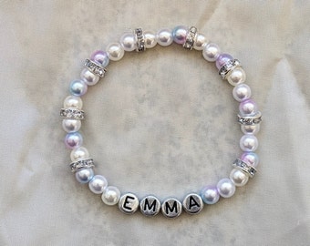 Personalized pearl bracelet - handmade piece of jewelry with charm, perfect gift, customizable for girls and women