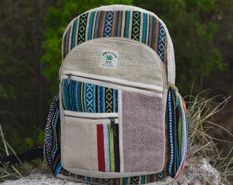 Zaino in canapa dell'Himalaya per donna e uomo Zaino Boho Hippie Zaino ecologico per scuola e college #HandmadebackpackBorsa di canapa media