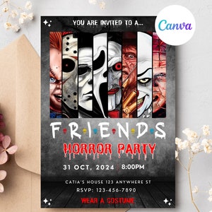 horror Killer Halloween Party Invitation, Horror Party Invite, Editable horror party Invite, Electronic invitation, horror Invite template