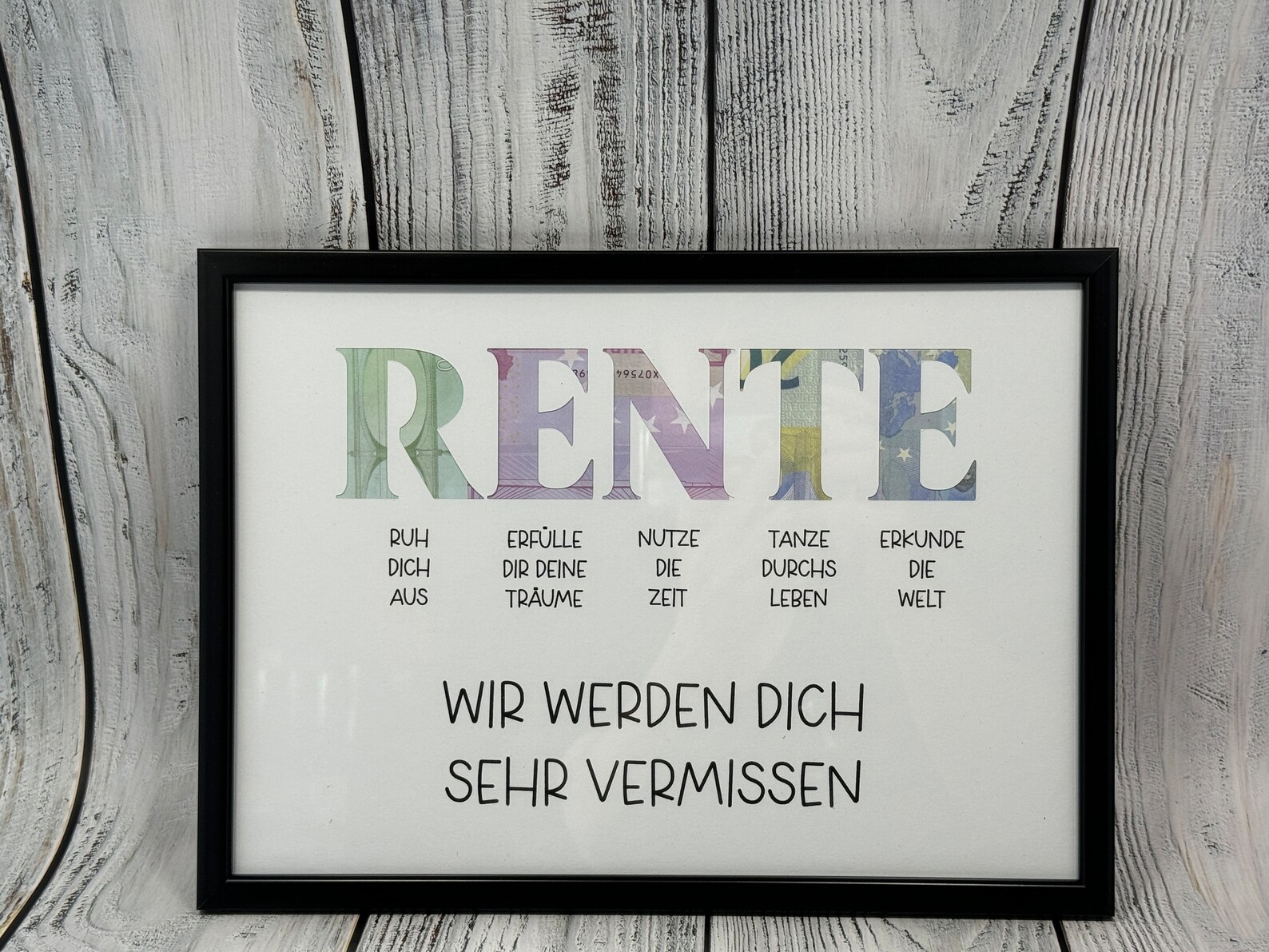 Goodbye Rente Abschiedsgeschenk Kollegin oder Kollegen mit oder ohne Bilderrahmen ...