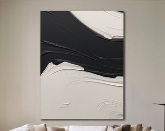 White 3D Abstract Painting White 3D Textured Painting White Minimalist Painting Large Black White Abstract Painting Black Abstract Wall Art