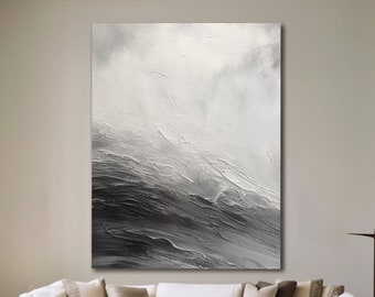Large Original Gray Abstract Painting For Living Room Contemporary Paintings, Gray Painting white Painting, Oversized Scandinavian Art