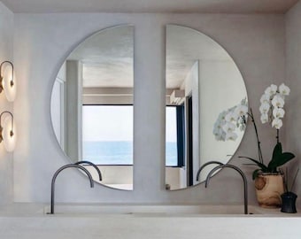 Half Moon Mirror, Half Circle Mirror, Asymmetrical Mirror Large, Irregular Wall Mirror, Asymmetric Mirror Wall Decor, Round Wall Mirror