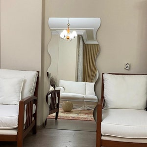 Full Body Mirror, Full Length Wall Mirror, Long Floor Mirror, Irregular Mirror, Asymmetrical Tall Mirror, Frameless Wall Mirror For Bedroom
