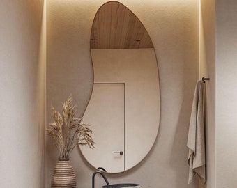 Asymmetrical Full Length Mirror, Irregular Frameless Wall Decor