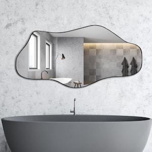 Full Body Mirror, Full Length Wall Mirror, Curvy Wall Mirror, Irregular Mirror, Asymmetrical Tall Mirror, Frameless Wall Mirror For Bedroom