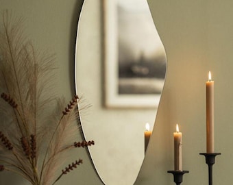 Wavy Asymmetrical Mirror, Irregular Wall Decor, Chic Statement Piece