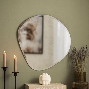 Wavy Mirror Large, Curvy Wall Mirror, Asymmetrical Mirror Wall Decor, Bedroom Mirror, Irregular Wall Mirror, Pond Wall Mirror