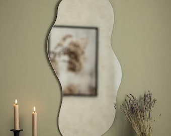 Wavy Wall Mirror, Asymmetrical Modern Decor