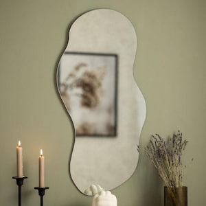 Wavy Mirror Large, Curvy Wall Mirror, Asymmetrical Mirror Wall Decor, Bedroom Mirror, Irregular Wall Mirror, Pond Wall Mirror