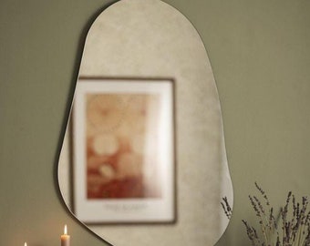 Asymmetrical Mirror Large, Irregular Wall Mirror, Asymmetric Mirror Wall Decor, Bedroom Mirror, Hallway Wall Mirror, Pond Wall Mirror