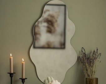 Wavy Asymmetrical Wall Mirror, Irregular Modern Decor