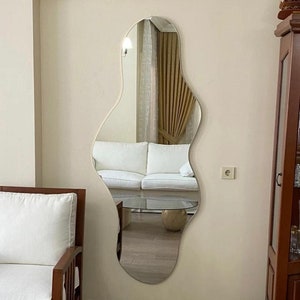 Full Body Mirror, Full Length Wall Mirror, Long Floor Mirror, Irregular Mirror, Asymmetrical Tall Mirror, Frameless Wall Mirror For Bedroom