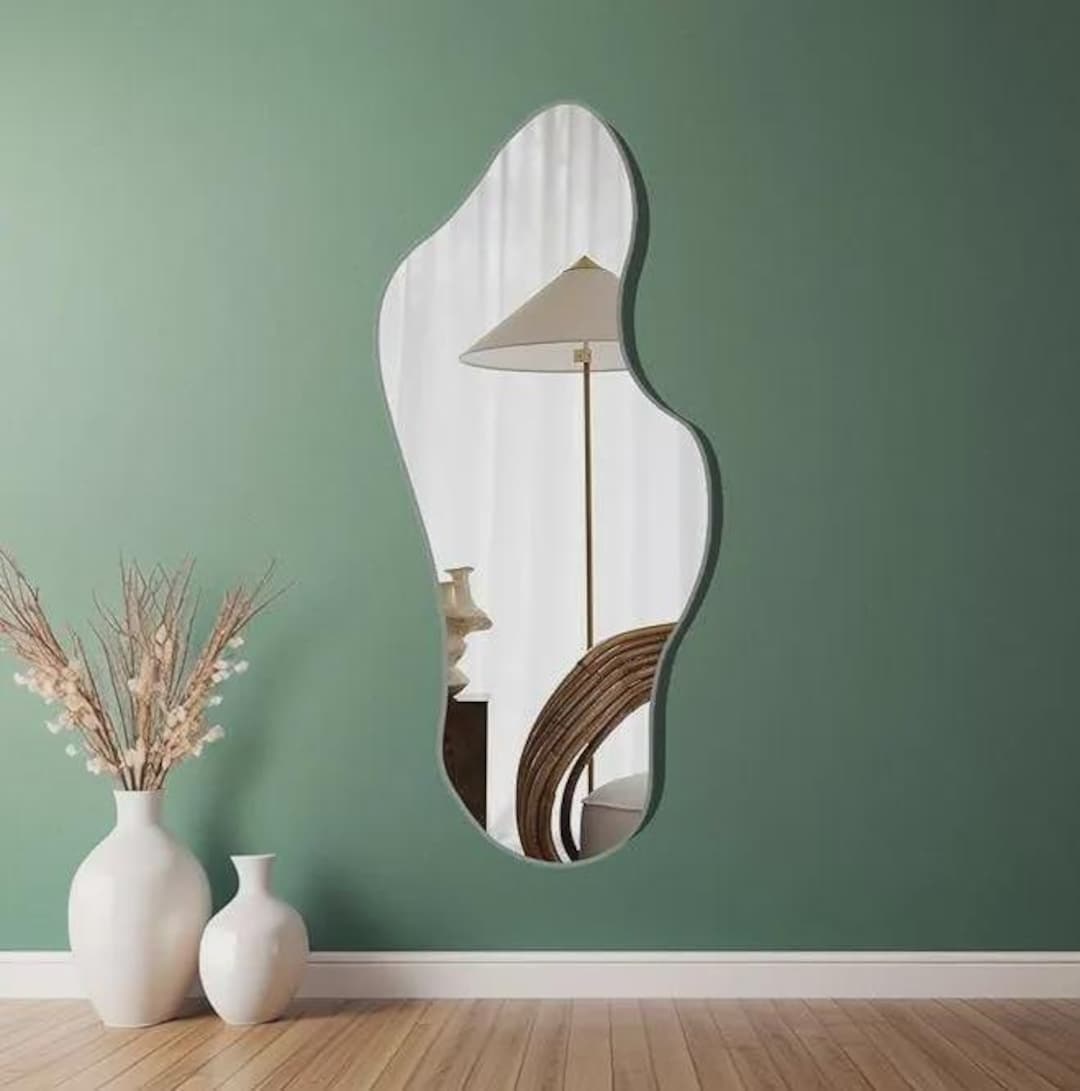 Wavy Mirror Large, Curvy Wall Mirror, Asymmetrical Mirror Wall Decor ...