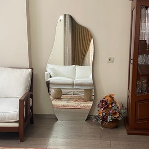 Full Body Mirror, Full Length Wall Mirror, Long Floor Mirror, Irregular Mirror, Asymmetrical Tall Mirror, Frameless Wall Mirror For Bedroom