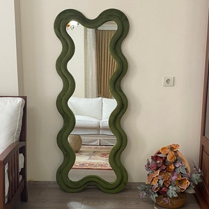 Wavy Floor Mirror, Curvy Full Lenght Mirror, Curvy Squiggle Mirror, Full Body Mirror, Irregular Asymmetrical Floor Mirror, Mirror Home Decor
