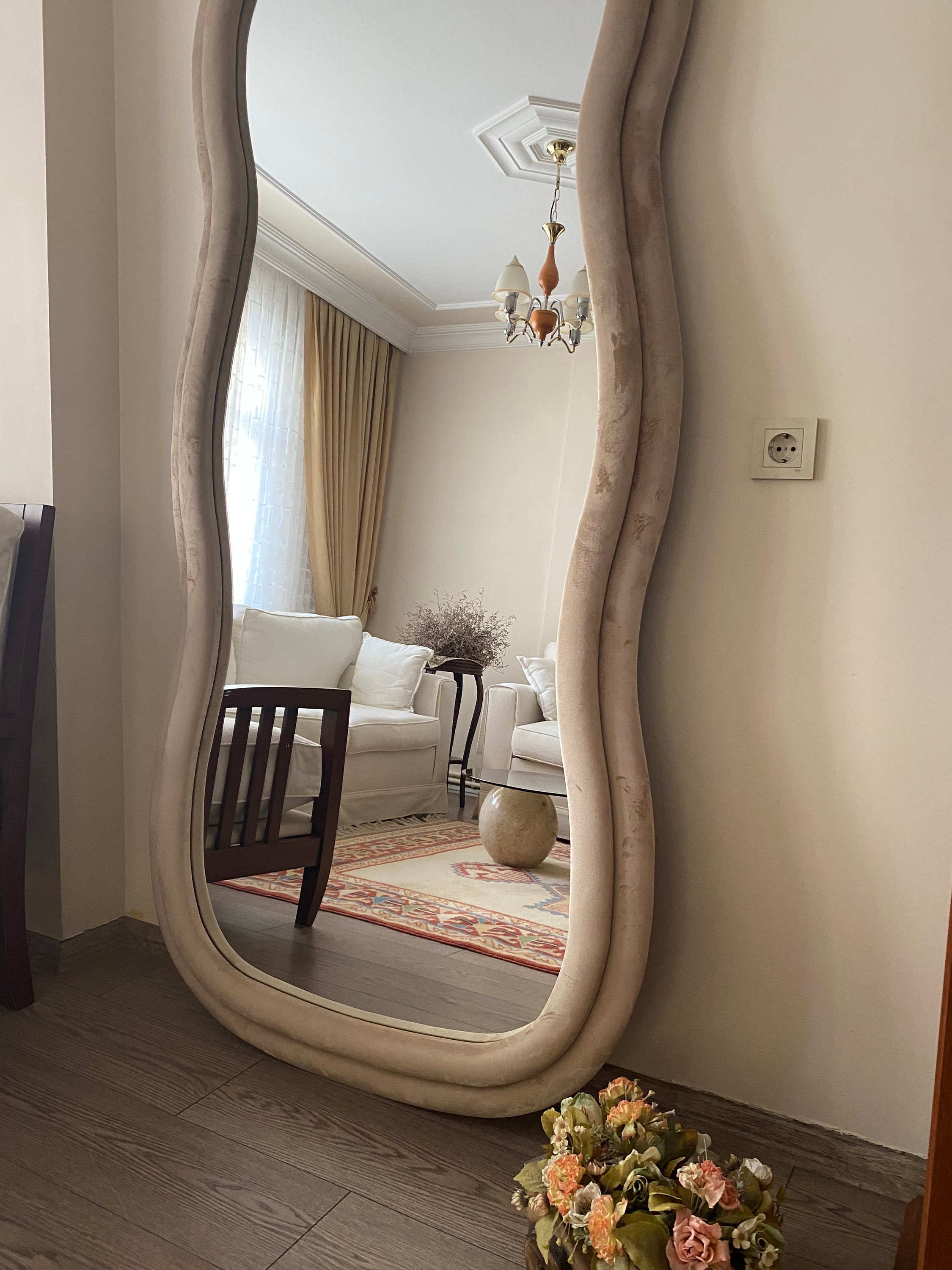 波型フロアミラー、波型フルレングスミラー、曲線の波型ミラー、全身