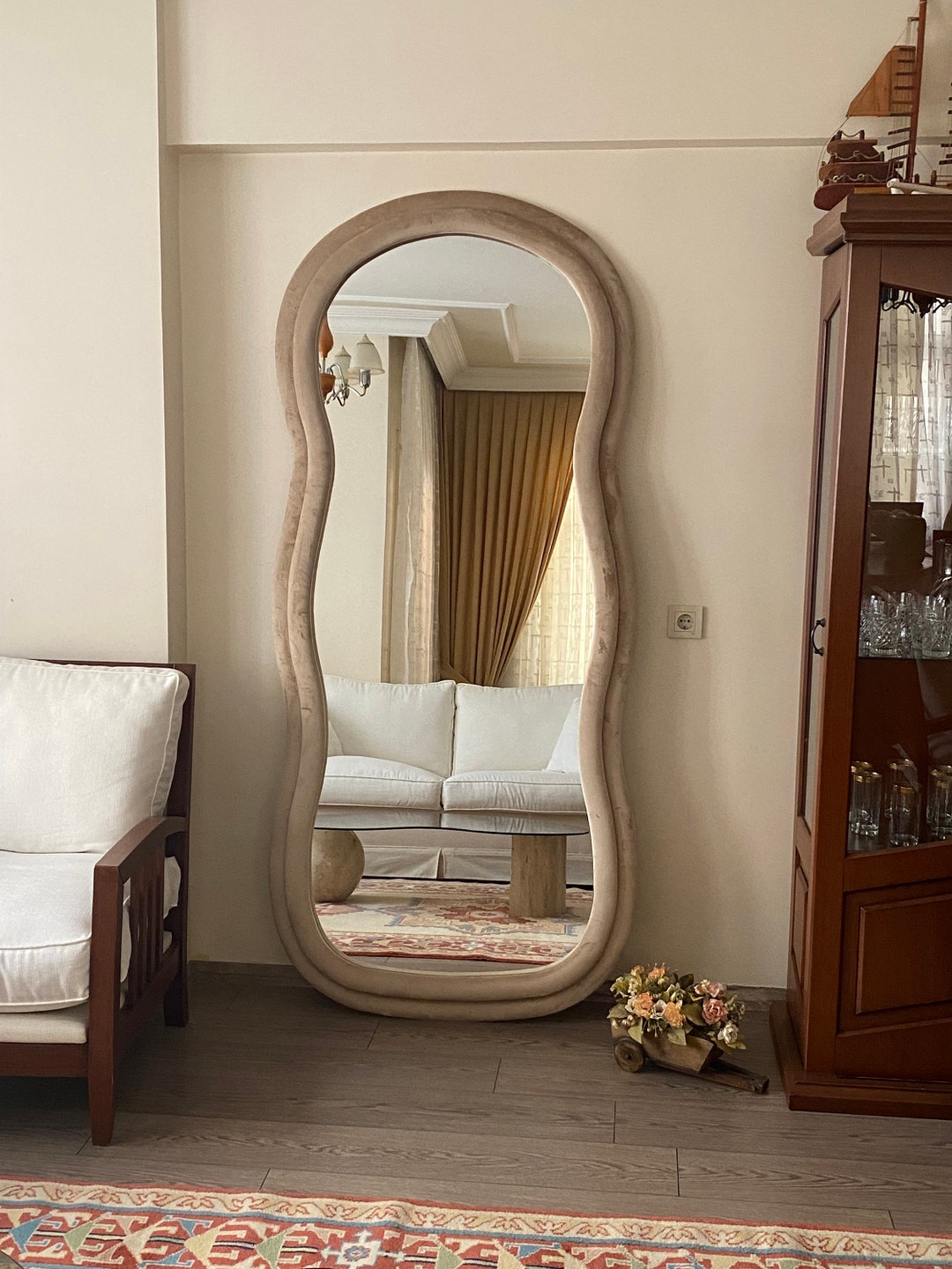 Wavy Floor Mirror, Wavy Full Lenght Mirror, Curvy Squiggle Mirror, Full ...
