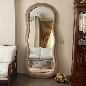 Wavy Floor Mirror, Wavy Full Lenght Mirror, Curvy Squiggle Mirror, Full Body Mirror, Irregular Asymmetrical Floor Mirror, Mirror Home Decor