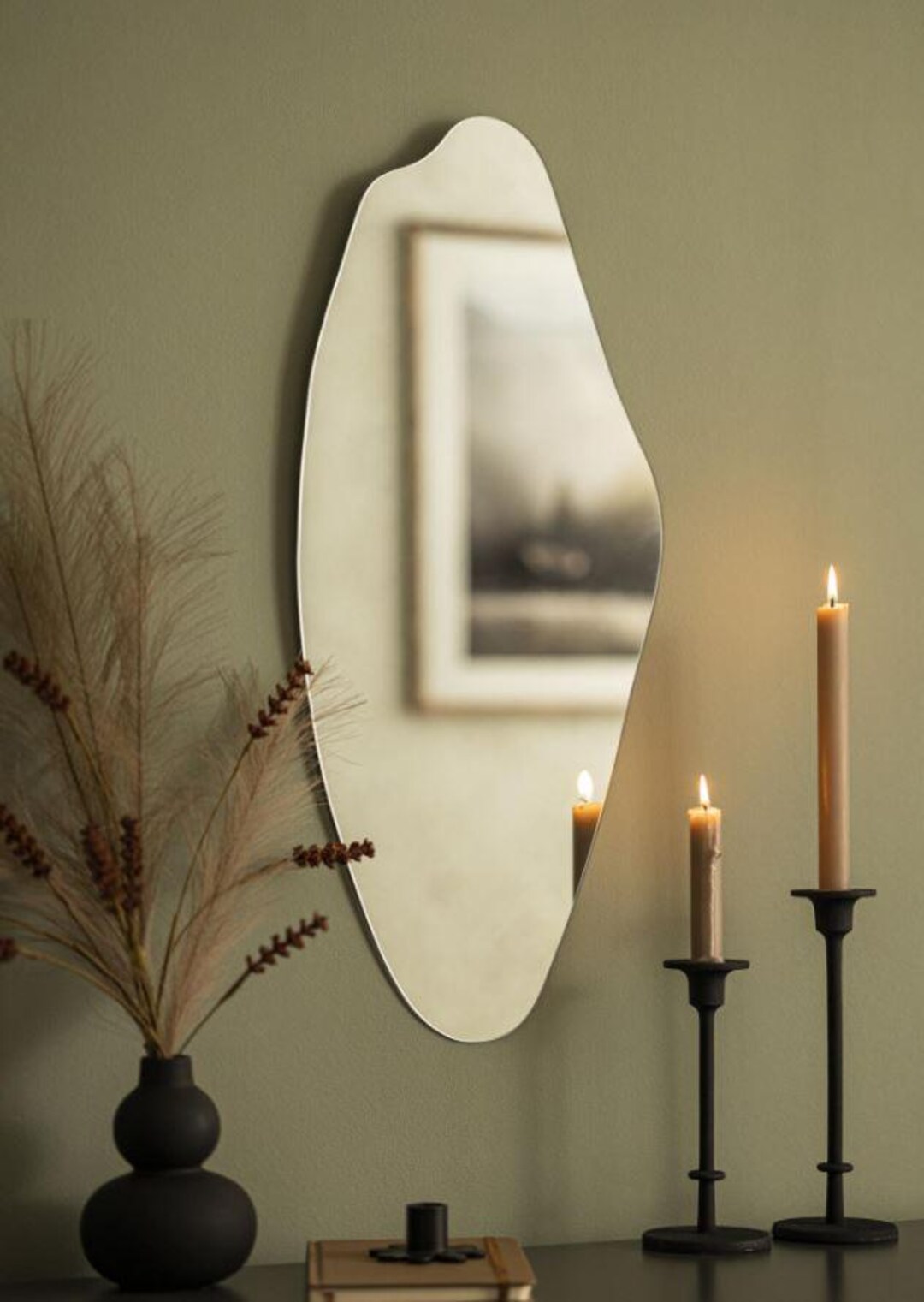 Wavy Mirror Large, Curvy Wall Mirror, Asymmetrical Mirror Wall Decor ...