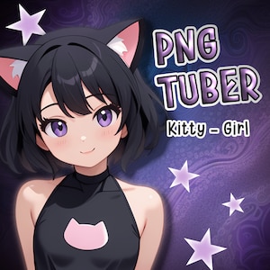 PNG Tuber Model | Kitty Girl | Cat Girl| Kitten | Neko | 2 Expressions | Streamer | Twitch, Discord, YouTube