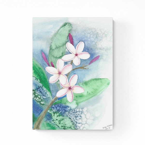 Kunstdruck Frangipani Blüten Aquarell Gemälde Fine Art Print